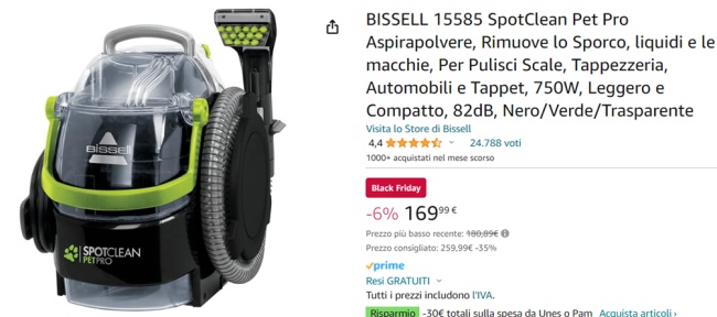 Aspirapolvere compatto con descrizione Amazon